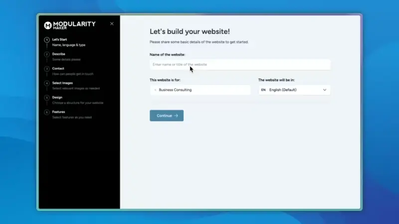 AI WordPress Website Builder, Modularity Maker in action