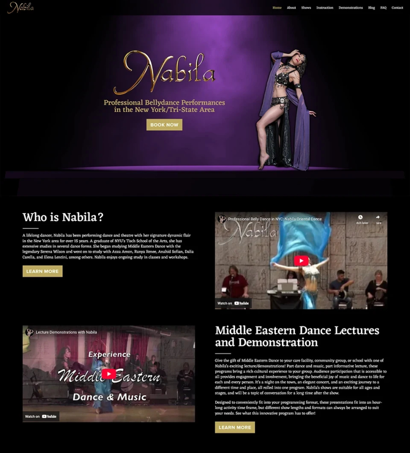 Nabila Oriental Dance Custom Websites